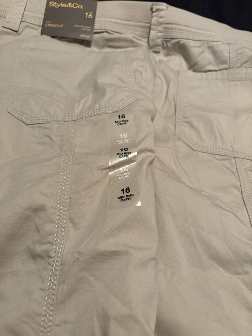 Style & Co. Women's Mid-Rise Capri Pants in Tan